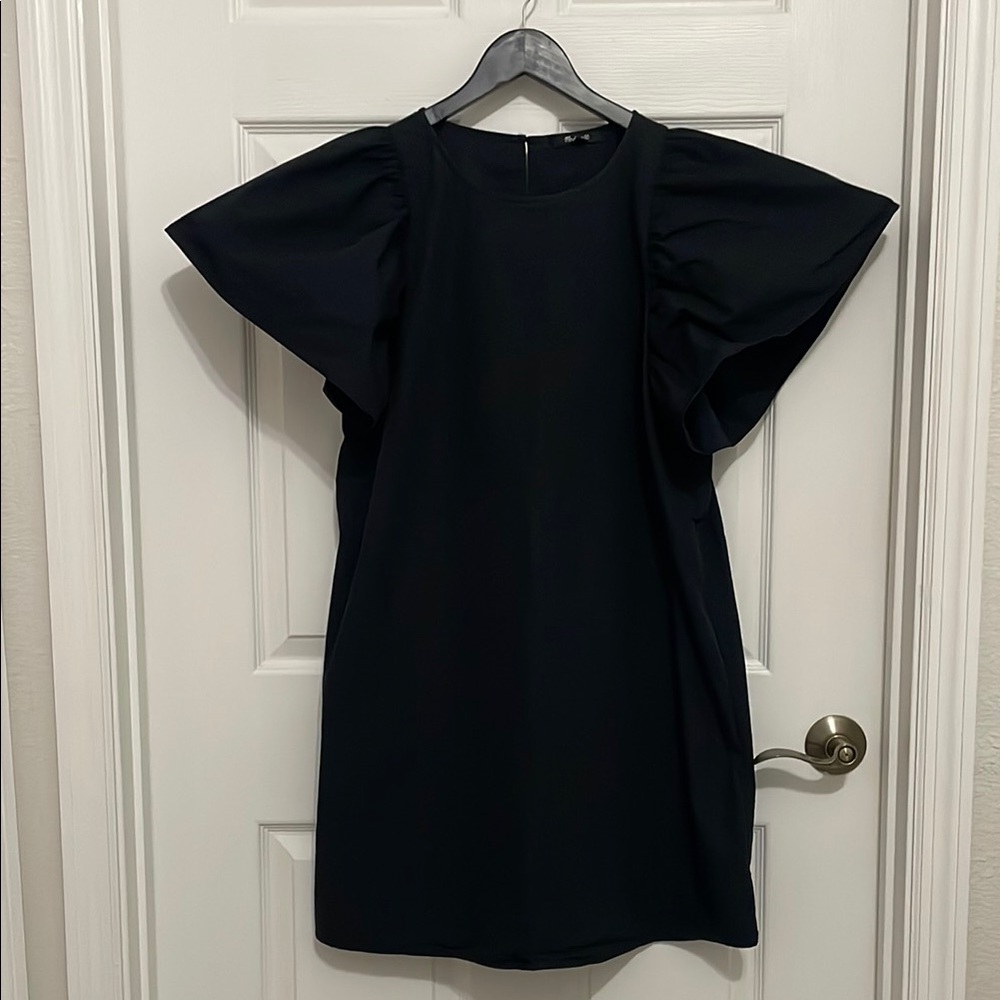 Madewell Black Flutter Sleeve Dress